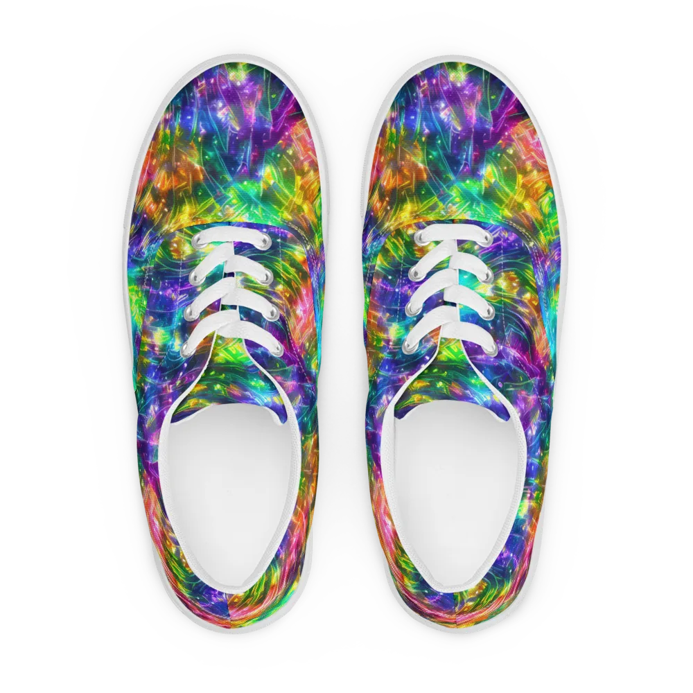 Jewelstorm Ribbons on Men's Lace-Up Canvas Shoes — Front