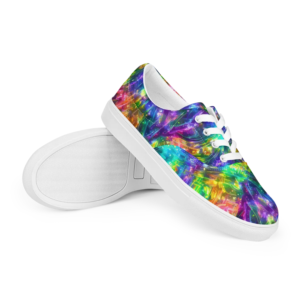 Jewelstorm Ribbons on Men's Lace-Up Canvas Shoes — Right Front