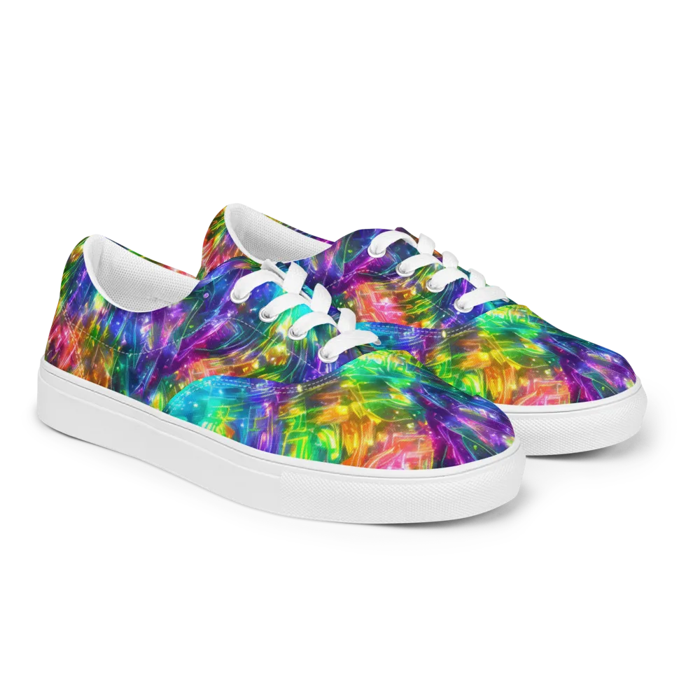 Jewelstorm Ribbons on Men's Lace-Up Canvas Shoes — Right Front