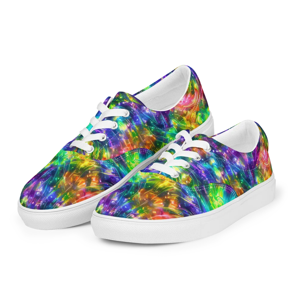 Jewelstorm Ribbons on Men's Lace-Up Canvas Shoes — Left Front