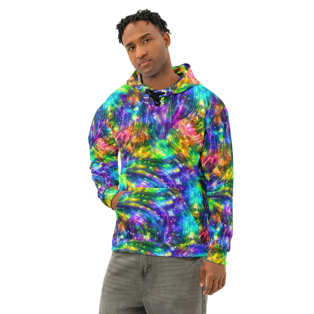 Jewelstorm Ribbons on Cotton Hoodie — Left Front