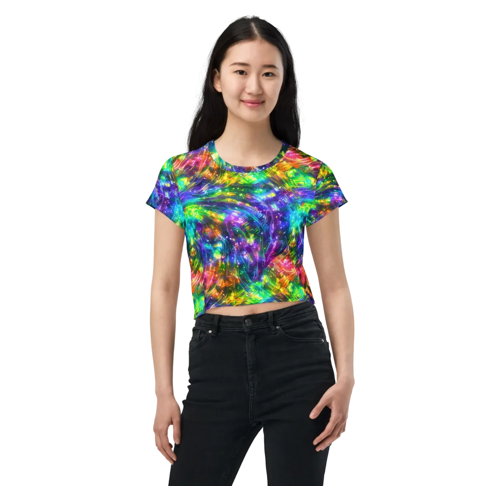 Jewelstorm Ribbons on Crop Tee — Front