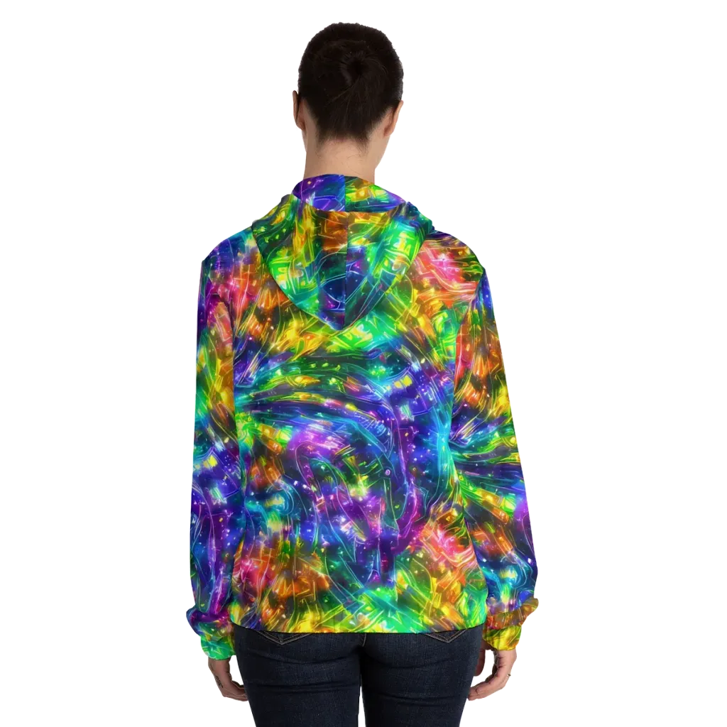 Jewelstorm Ribbons on Women's Full-Zip Hoodie — Back On Person