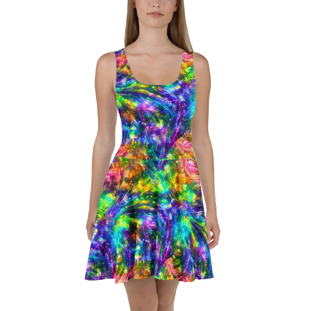 Jewelstorm Ribbons on Skater Dress — Front