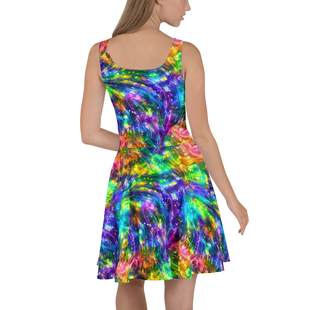Jewelstorm Ribbons on Skater Dress — Back
