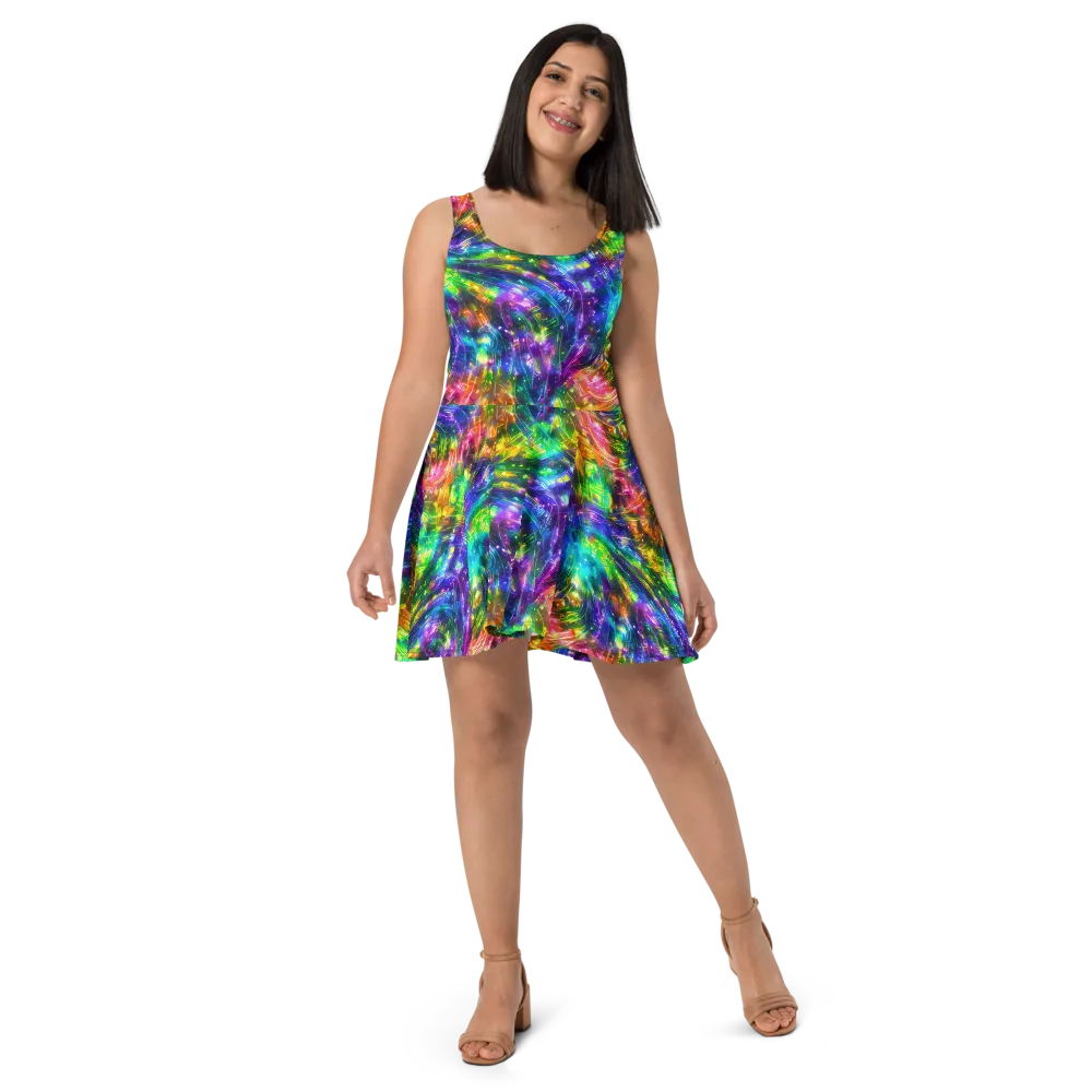 Jewelstorm Ribbons on Skater Dress — Front