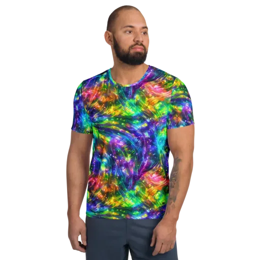 Jewelstorm Ribbons on a Men's Athletic T-Shirt
