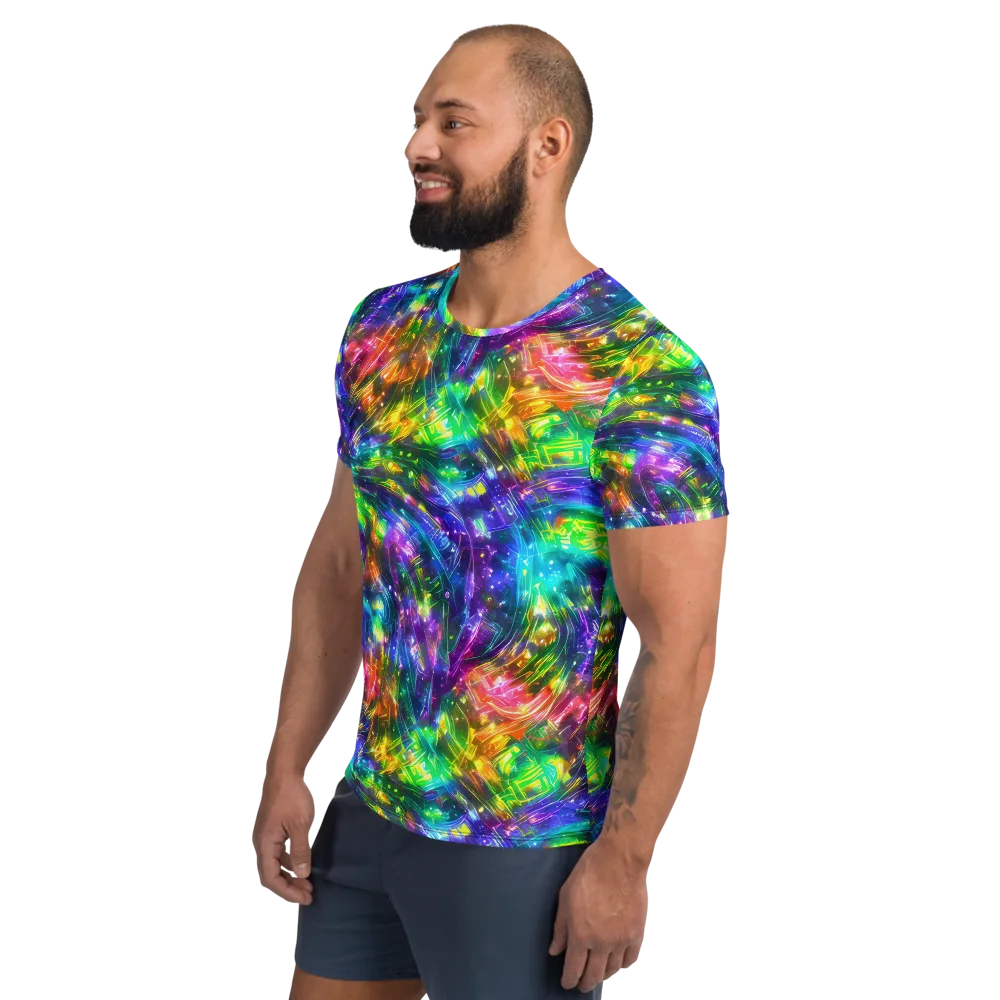 Jewelstorm Ribbons on Men's Athletic T-Shirt — Left