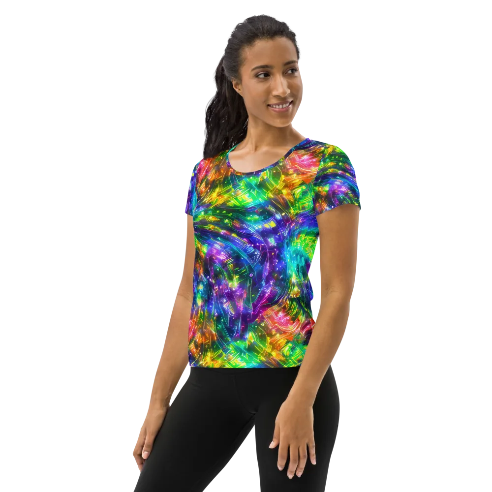 Jewelstorm Ribbons on Women's Athletic T-Shirt — Left