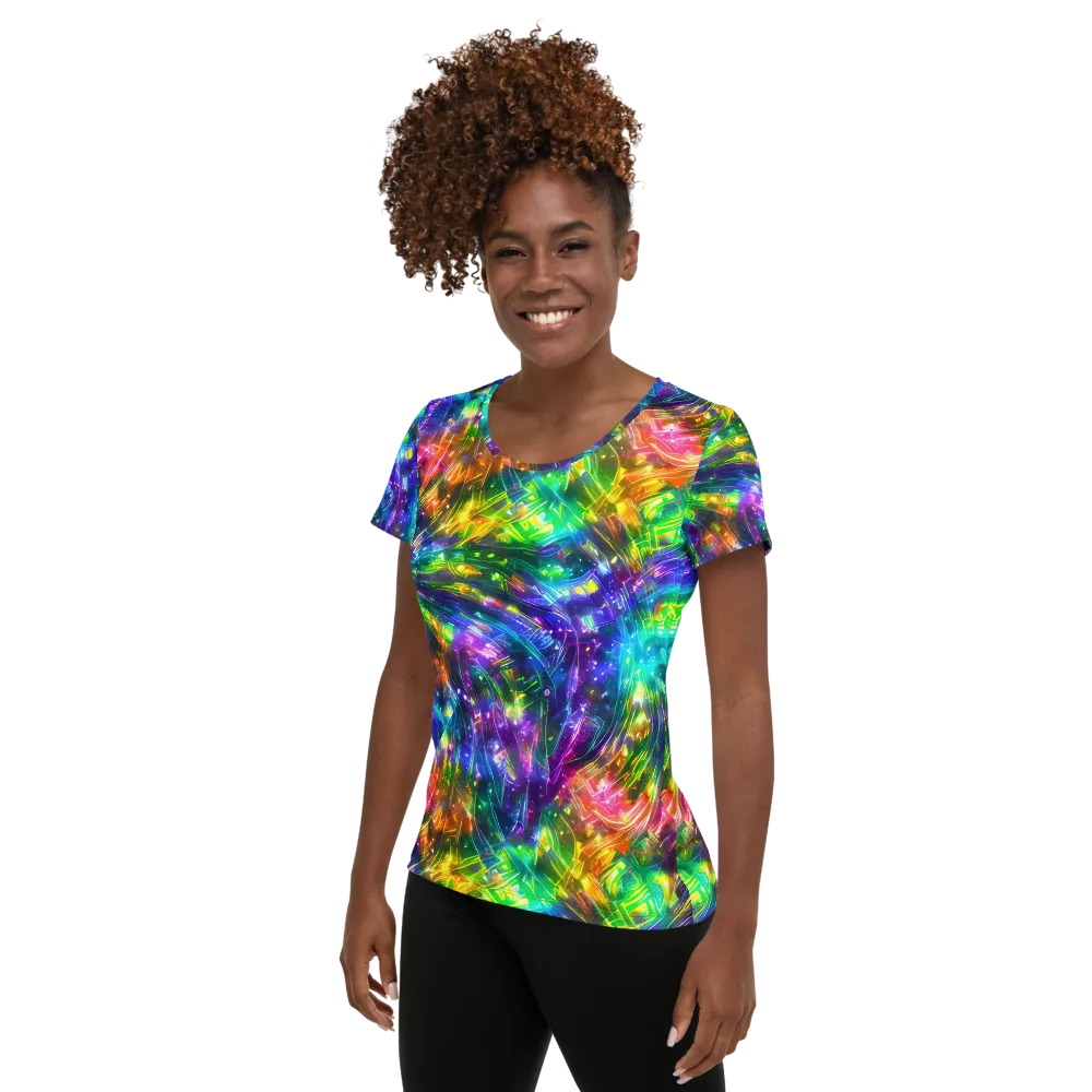 Jewelstorm Ribbons on Women's Athletic T-Shirt — Left