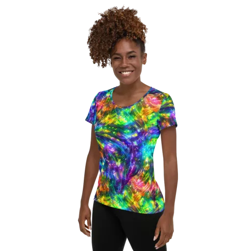 Jewelstorm Ribbons on a Women's Athletic T-Shirt