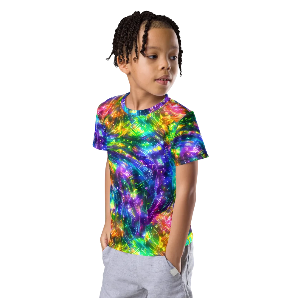 Jewelstorm Ribbons on Kids Crew Neck T-Shirt — Left Front