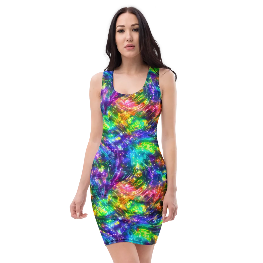 Jewelstorm Ribbons on Bodycon Dress — Front