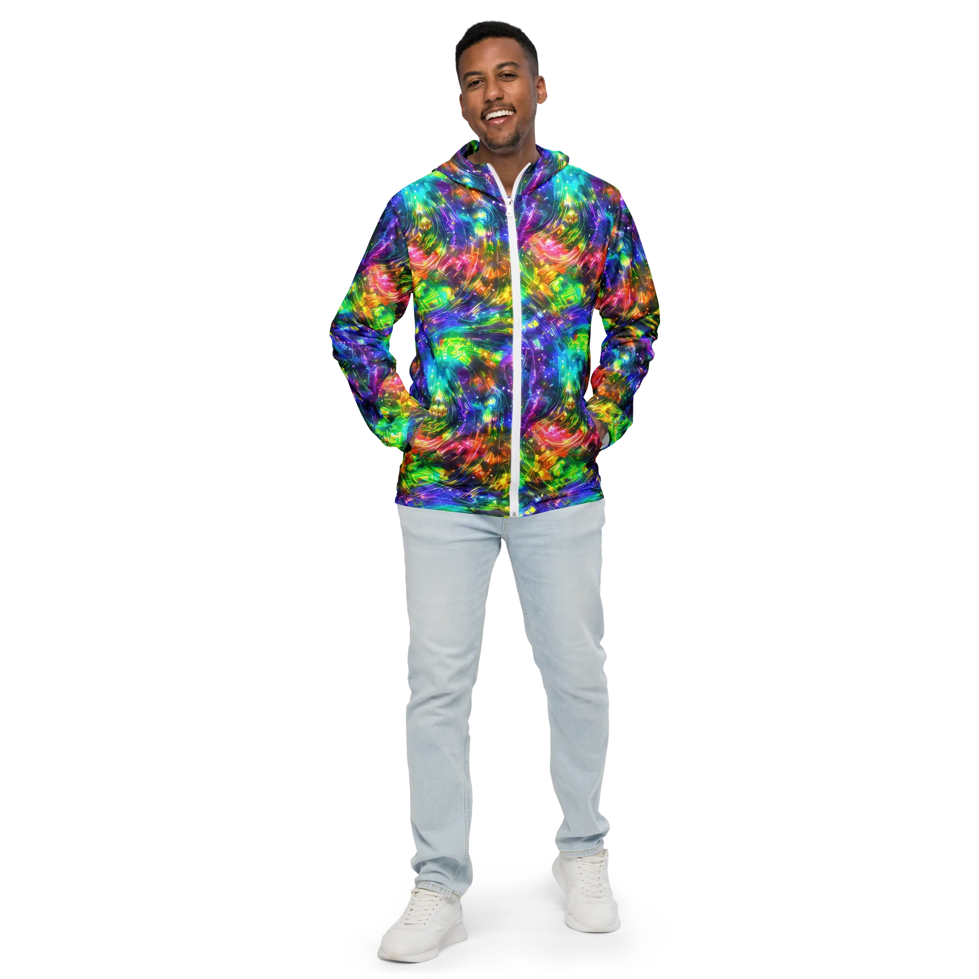 Jewelstorm Ribbons on Men's Windbreaker — Front