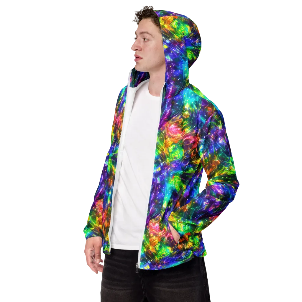 Jewelstorm Ribbons on Men's Windbreaker — Left Front