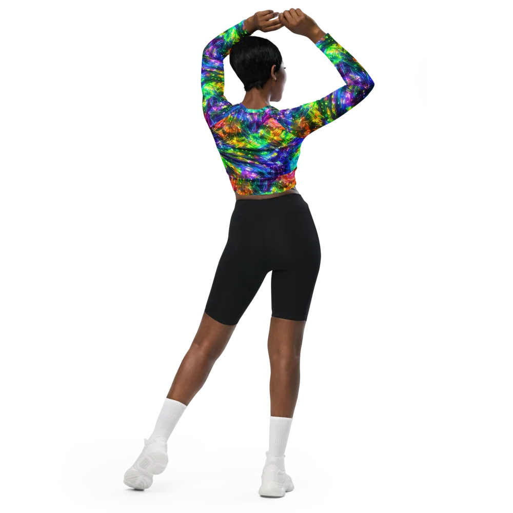 Jewelstorm Ribbons on Long Sleeve Crop Top — Back