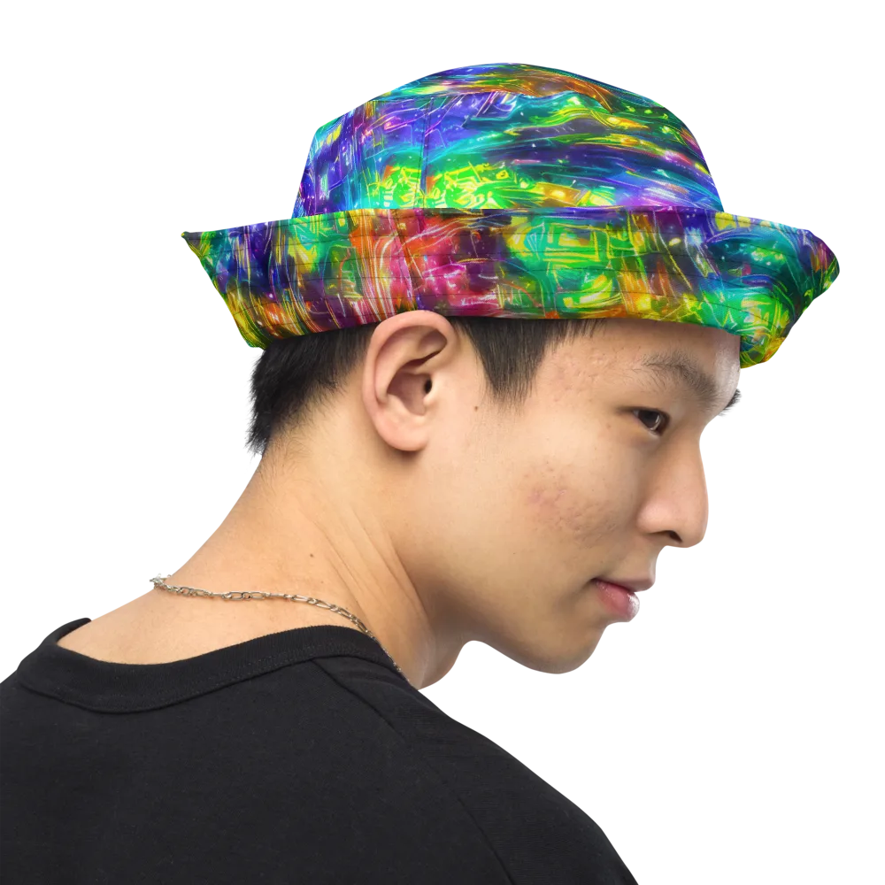 Jewelstorm Ribbons on Reversible Bucket Hat — Right Outside