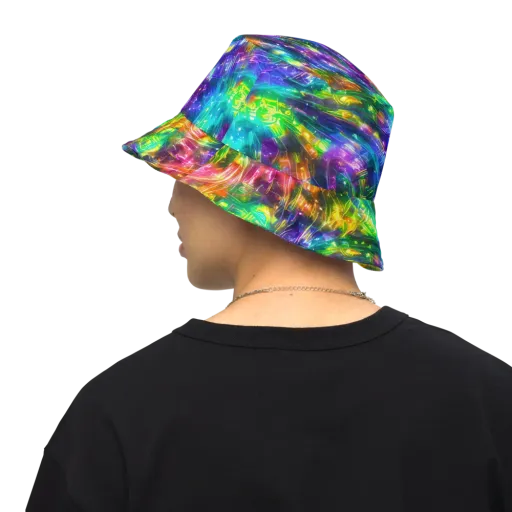 Jewelstorm Ribbons on a Reversible Bucket Hat