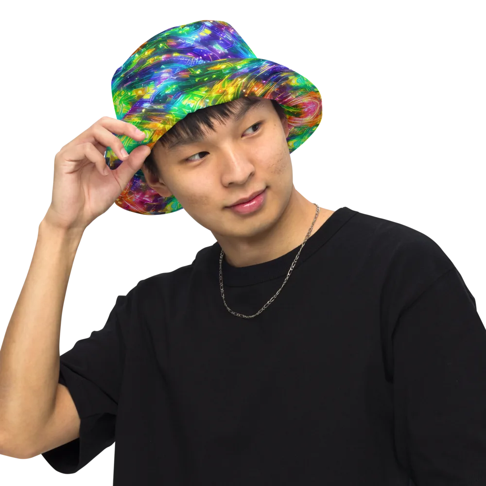 Jewelstorm Ribbons on Reversible Bucket Hat — Front Inside