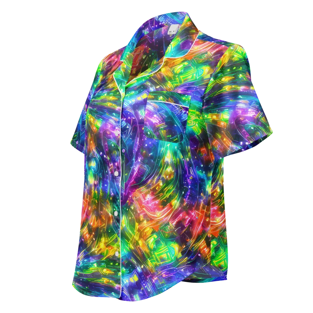 Jewelstorm Ribbons on Women's Short Sleeve Pajama Top — Left Front