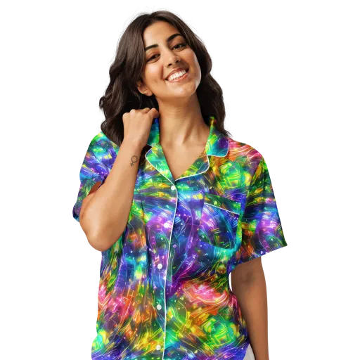 Jewelstorm Ribbons on a Women's Short Sleeve Pajama Top