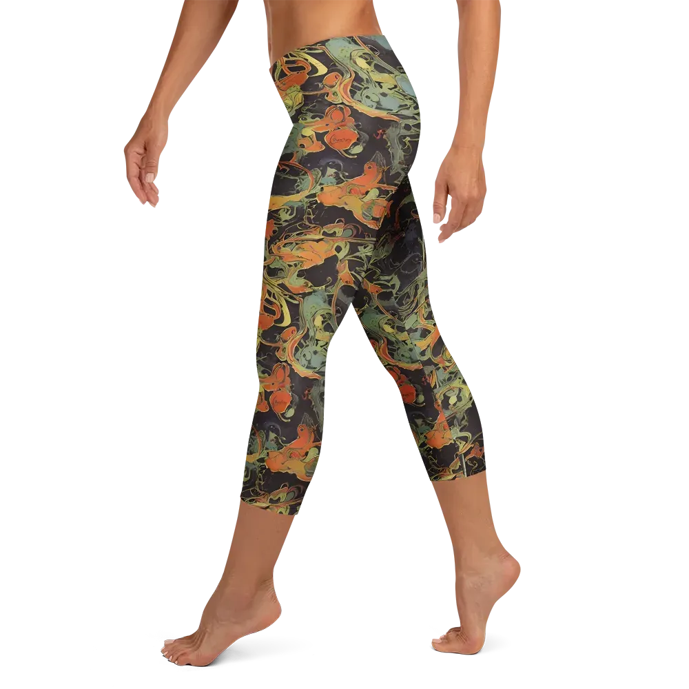 Ember Tangle on Capri Leggings — Left