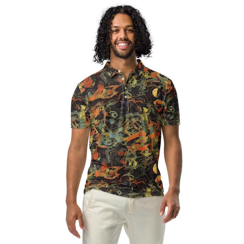 Ember Tangle on Men's Slim Fit Polo Shirt — Front