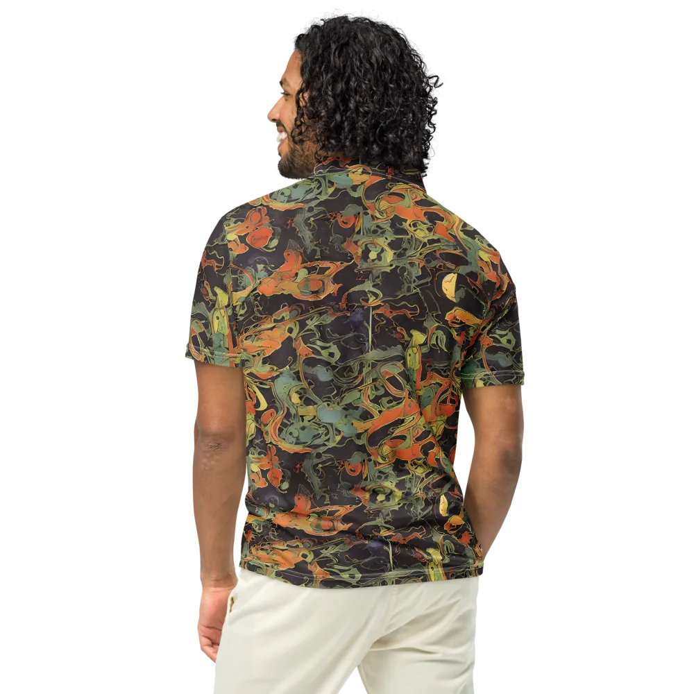 Ember Tangle on Men's Slim Fit Polo Shirt — Back