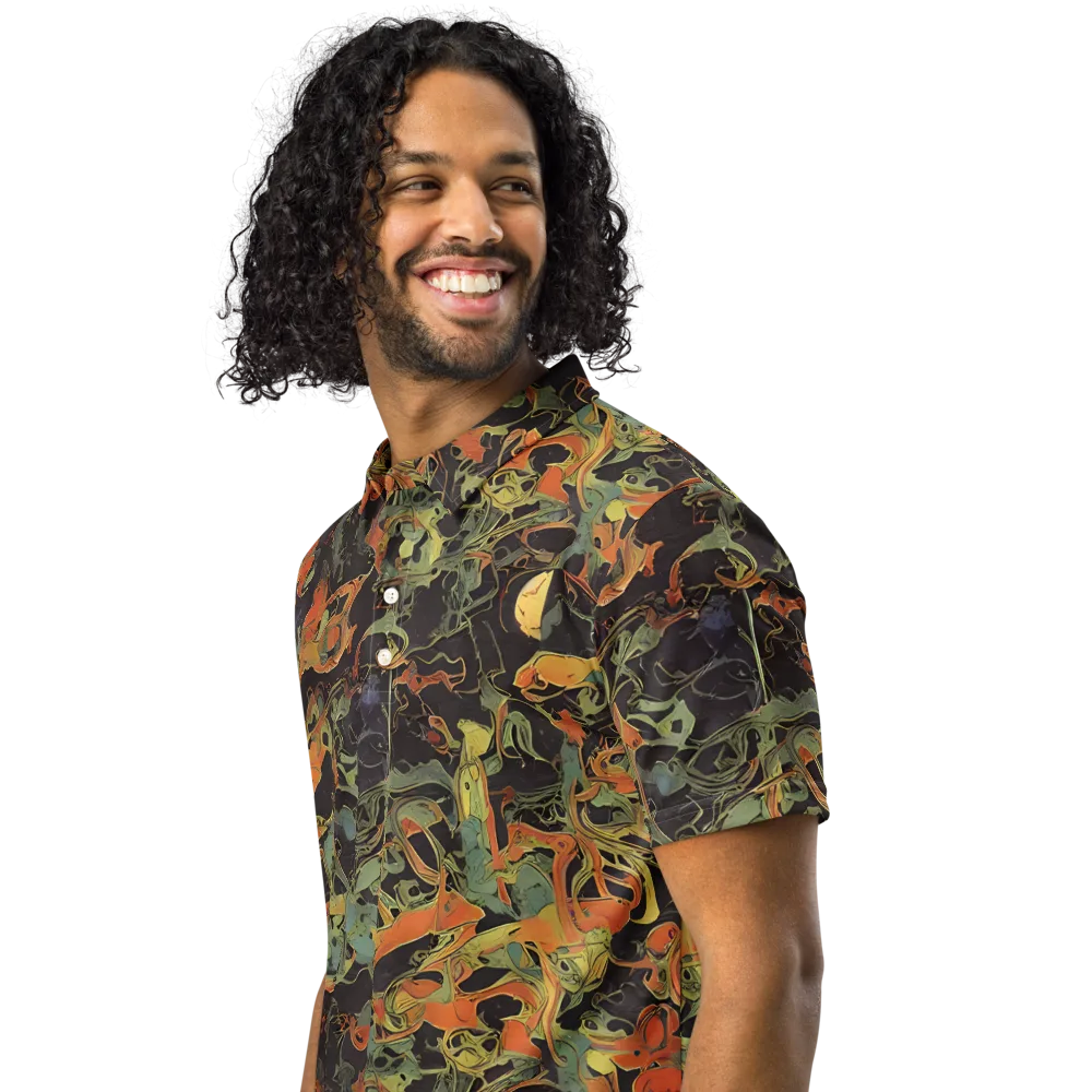 Ember Tangle on Men's Slim Fit Polo Shirt — Left Front