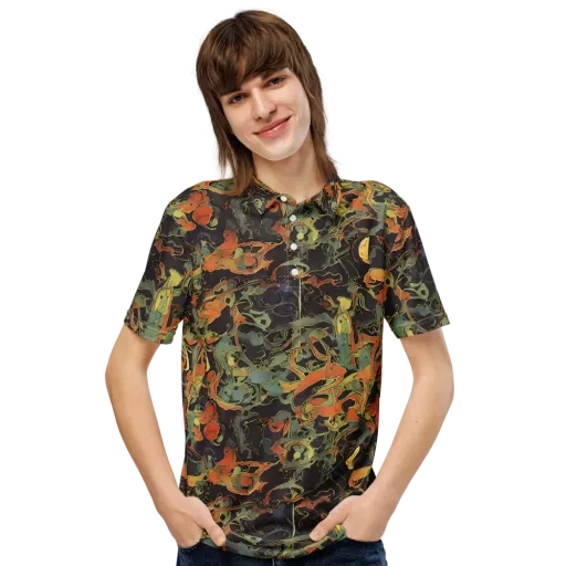 Ember Tangle on a Men's Slim Fit Polo Shirt