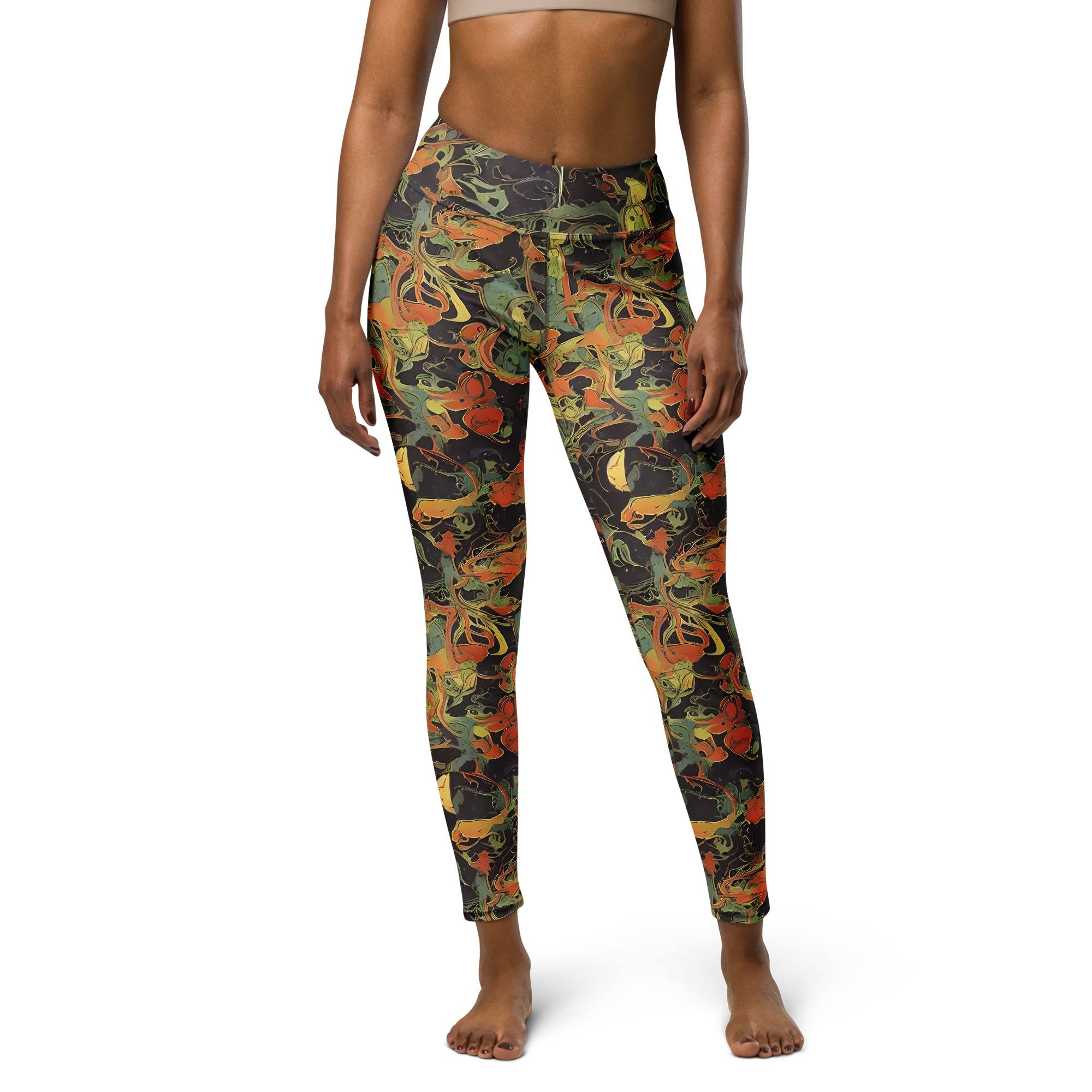 Ember Tangle on Yoga Leggings — Front