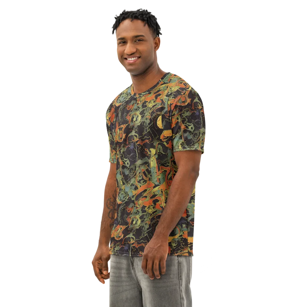 Ember Tangle on Men's Cotton Crew Neck T-Shirt — Left Front