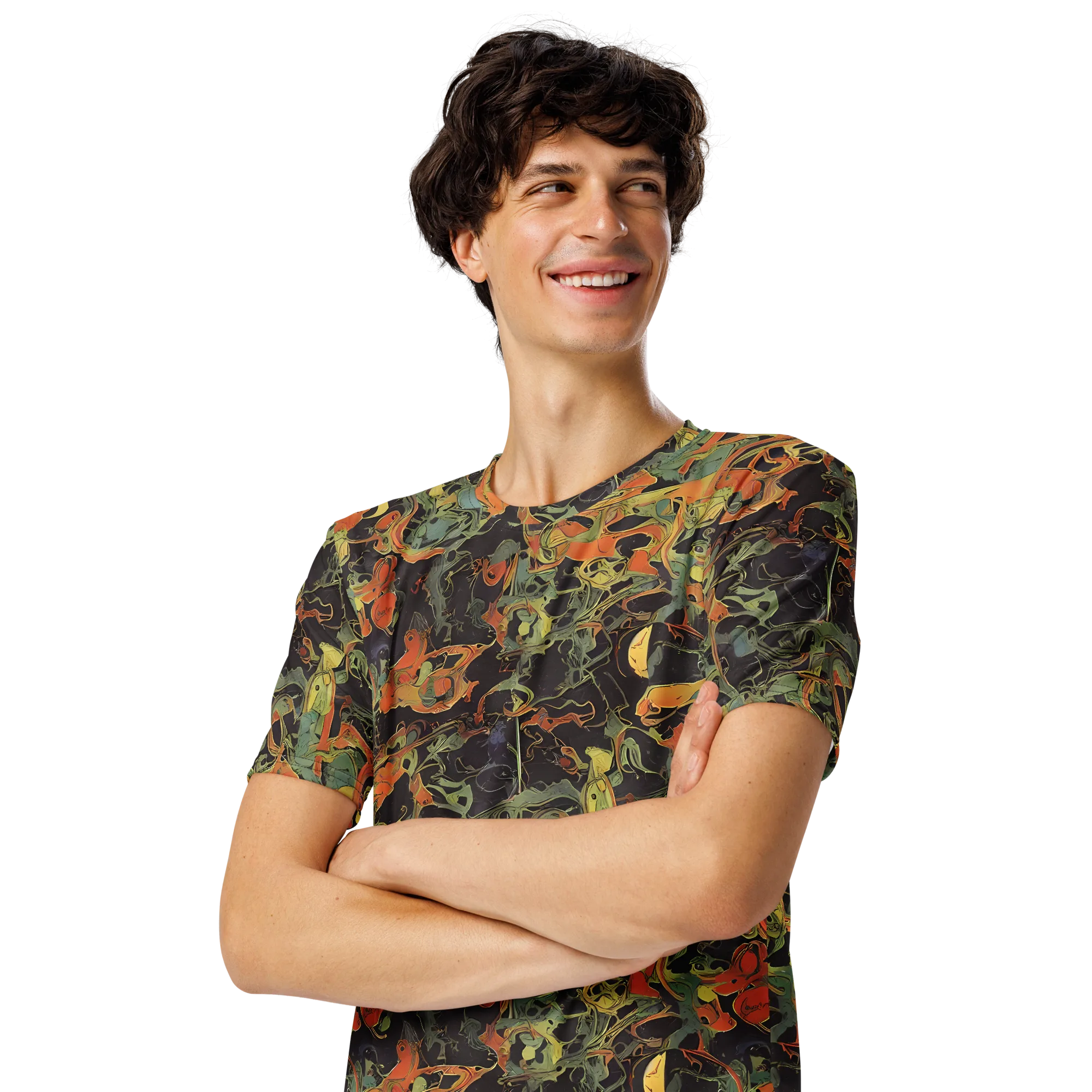 Ember Tangle on Men's Crew Neck T-Shirt — Left Front
