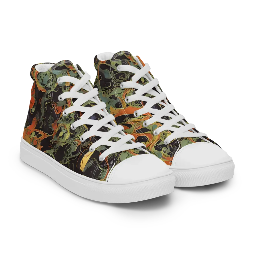 Ember Tangle on Men's High Top Canvas Shoes — Right Front