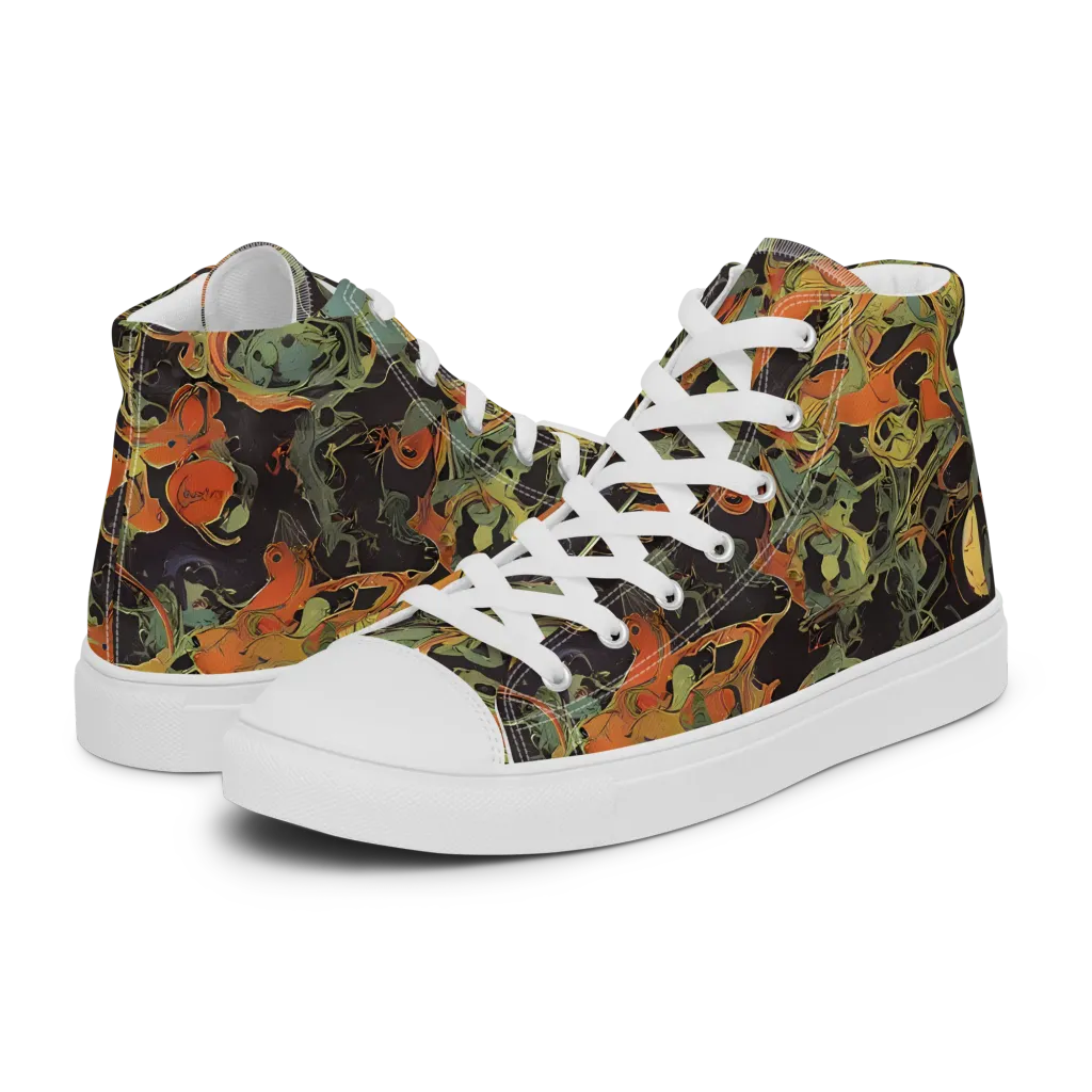 Ember Tangle on Men's High Top Canvas Shoes — Left