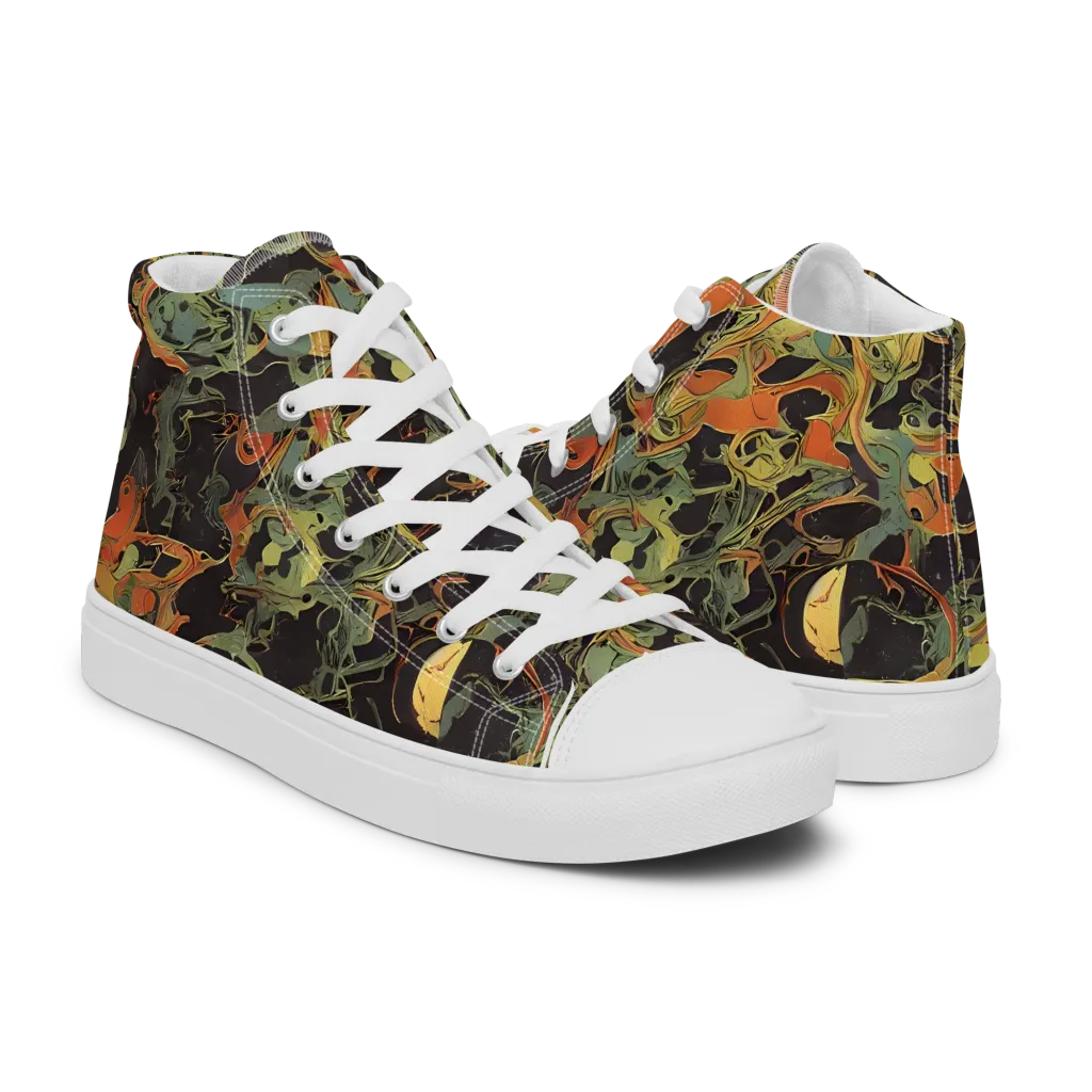 Ember Tangle on Men's High Top Canvas Shoes — Right