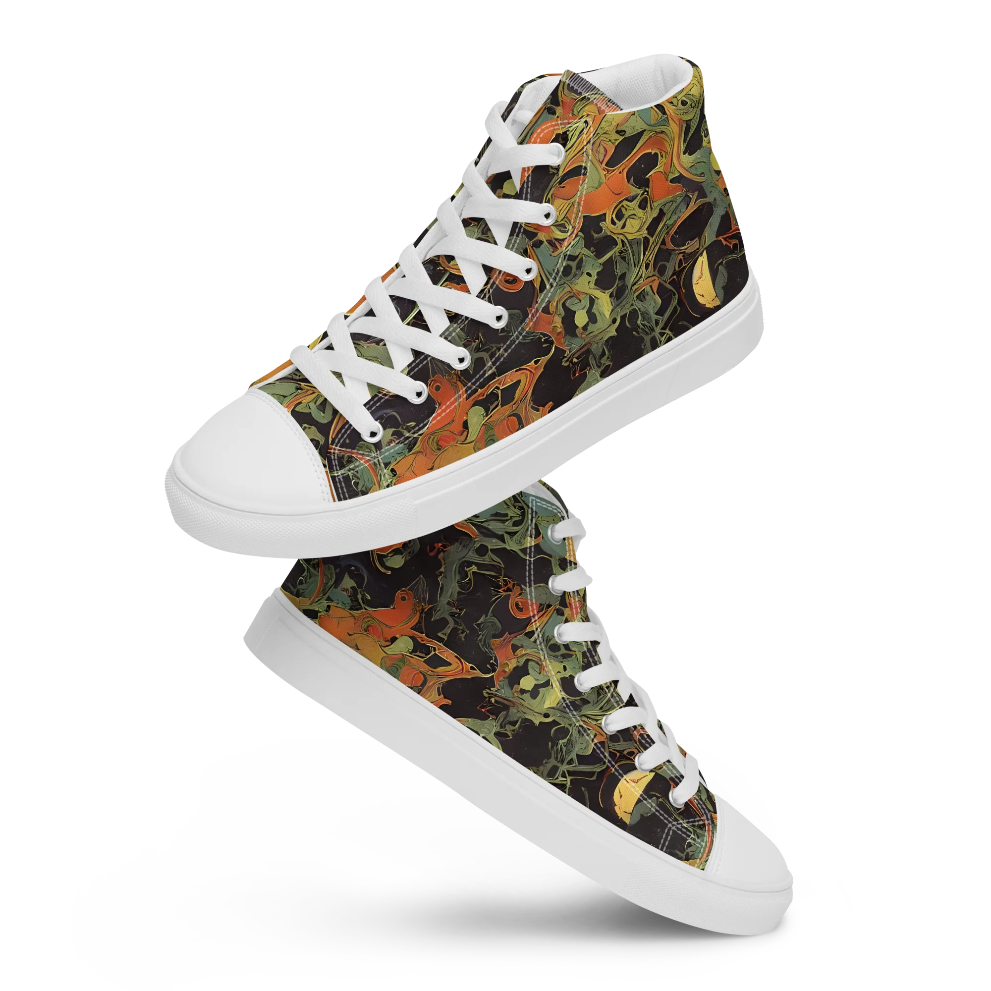 Ember Tangle on Men's High Top Canvas Shoes — Front