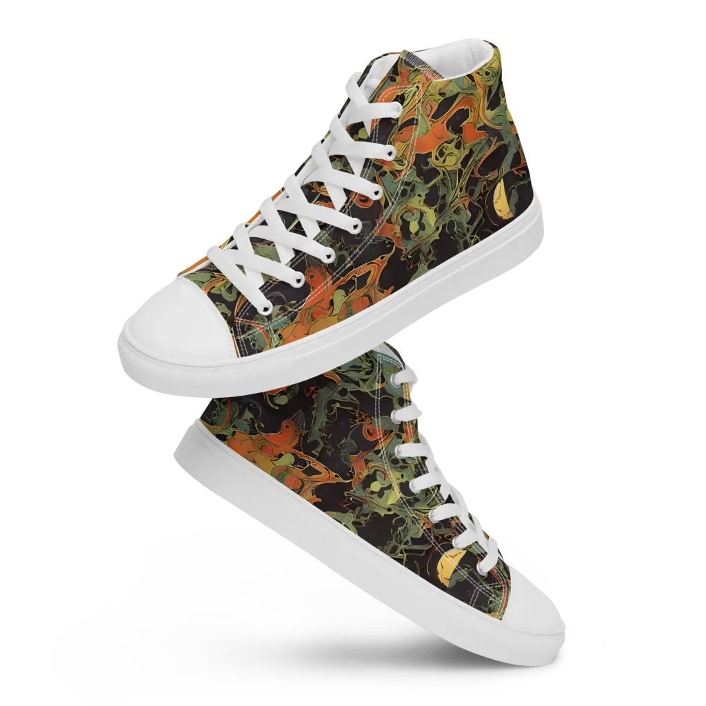 Ember Tangle on Men's High Top Canvas Shoes — Front