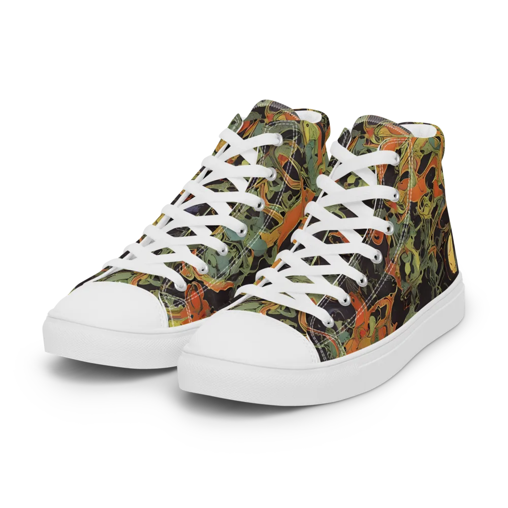 Ember Tangle on Women's High Top Canvas Shoes — Left Front