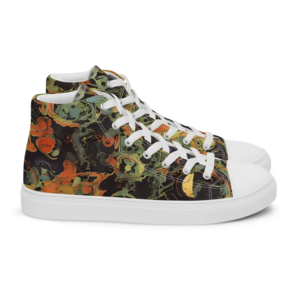 Ember Tangle on Women's High Top Canvas Shoes — Right