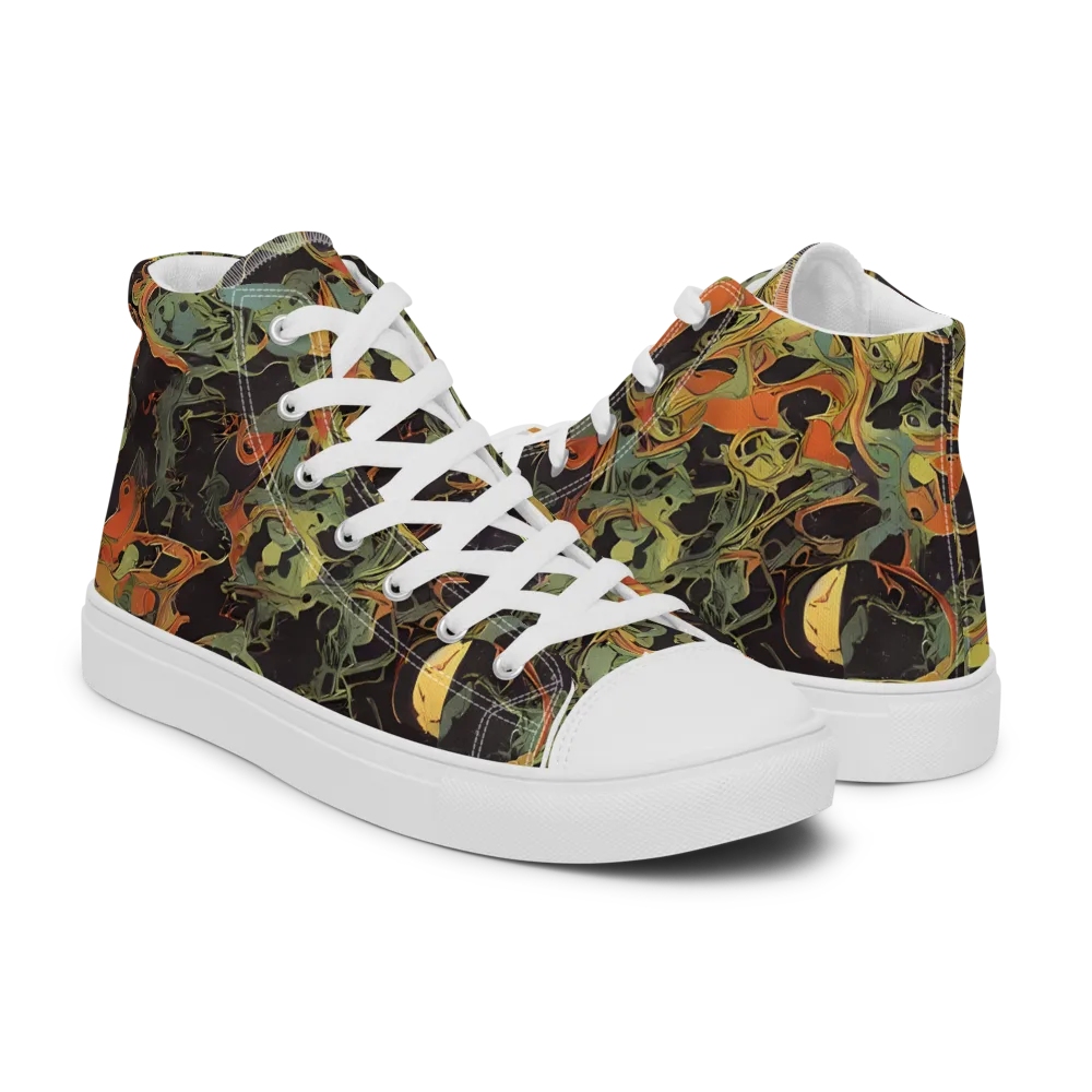 Ember Tangle on Women's High Top Canvas Shoes — Right