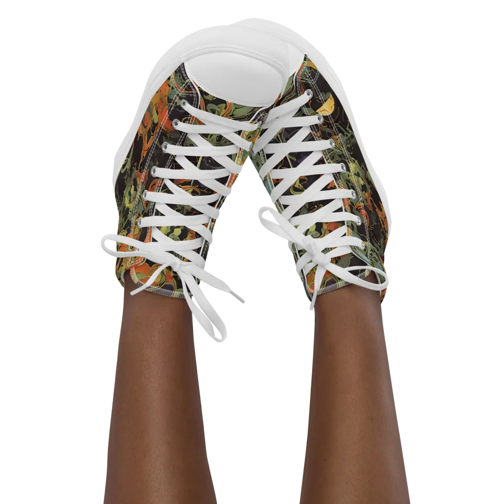 Ember Tangle on Women's High Top Canvas Shoes — Front