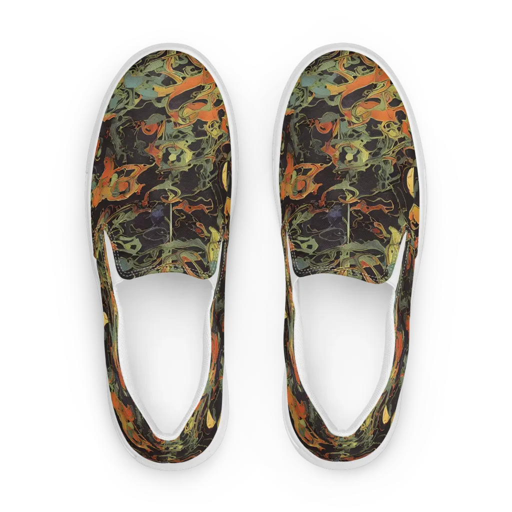 Ember Tangle on Men's Slip-On Canvas Shoes — Front