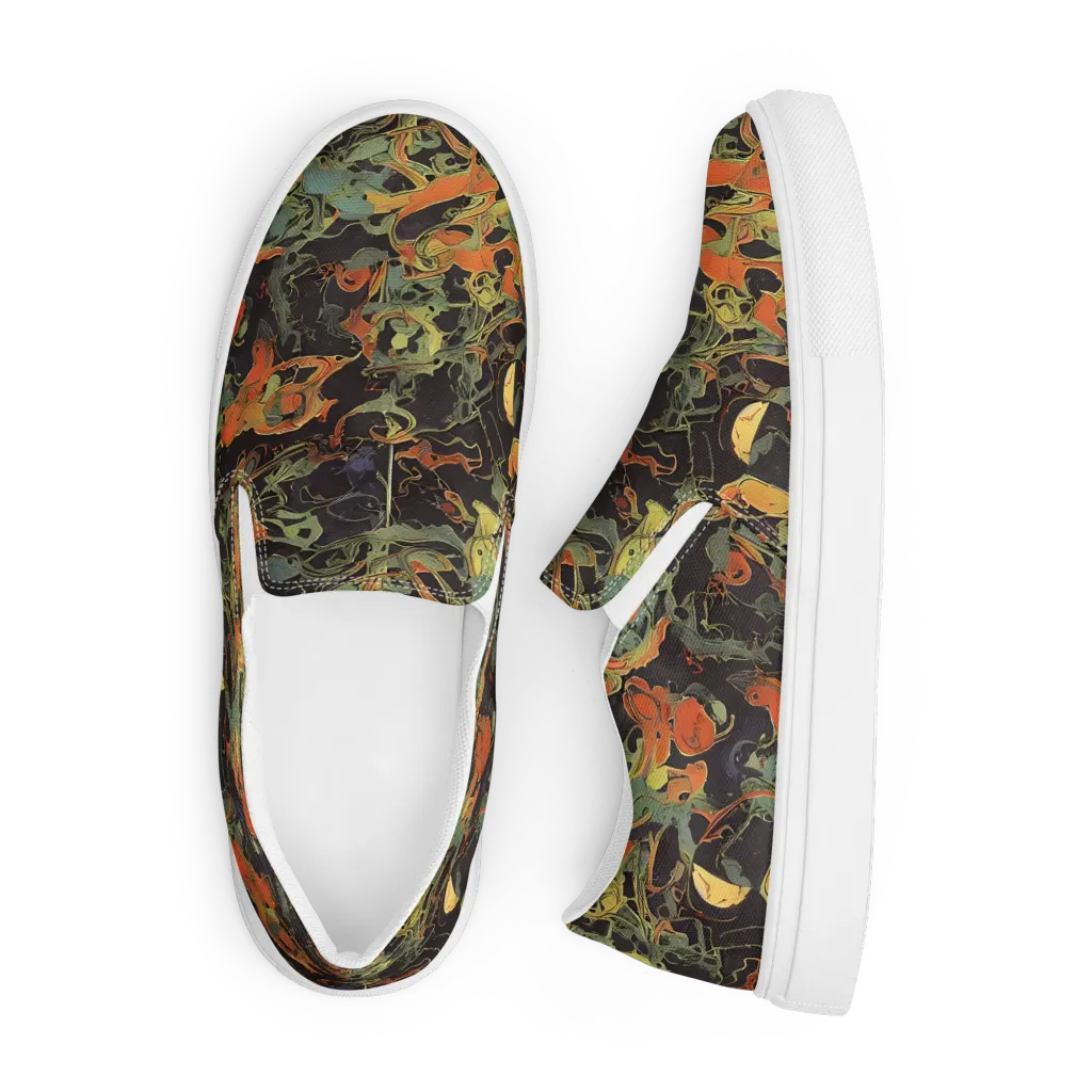 Ember Tangle on Men's Slip-On Canvas Shoes — Front