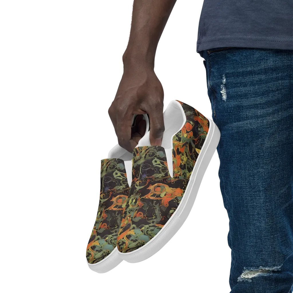 Ember Tangle on Men's Slip-On Canvas Shoes — Left Front