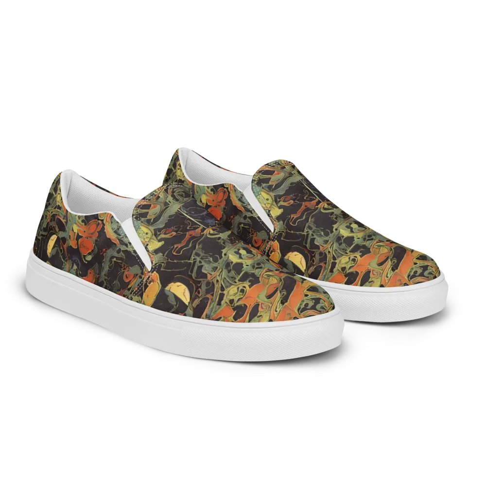 Ember Tangle on Women's Slip-On Canvas Shoes — Right Front