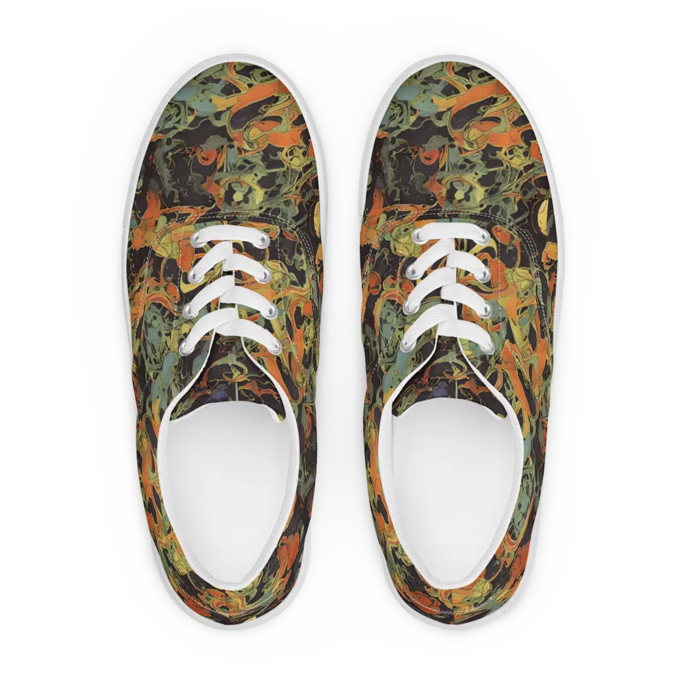 Ember Tangle on Men's Lace-Up Canvas Shoes — Front