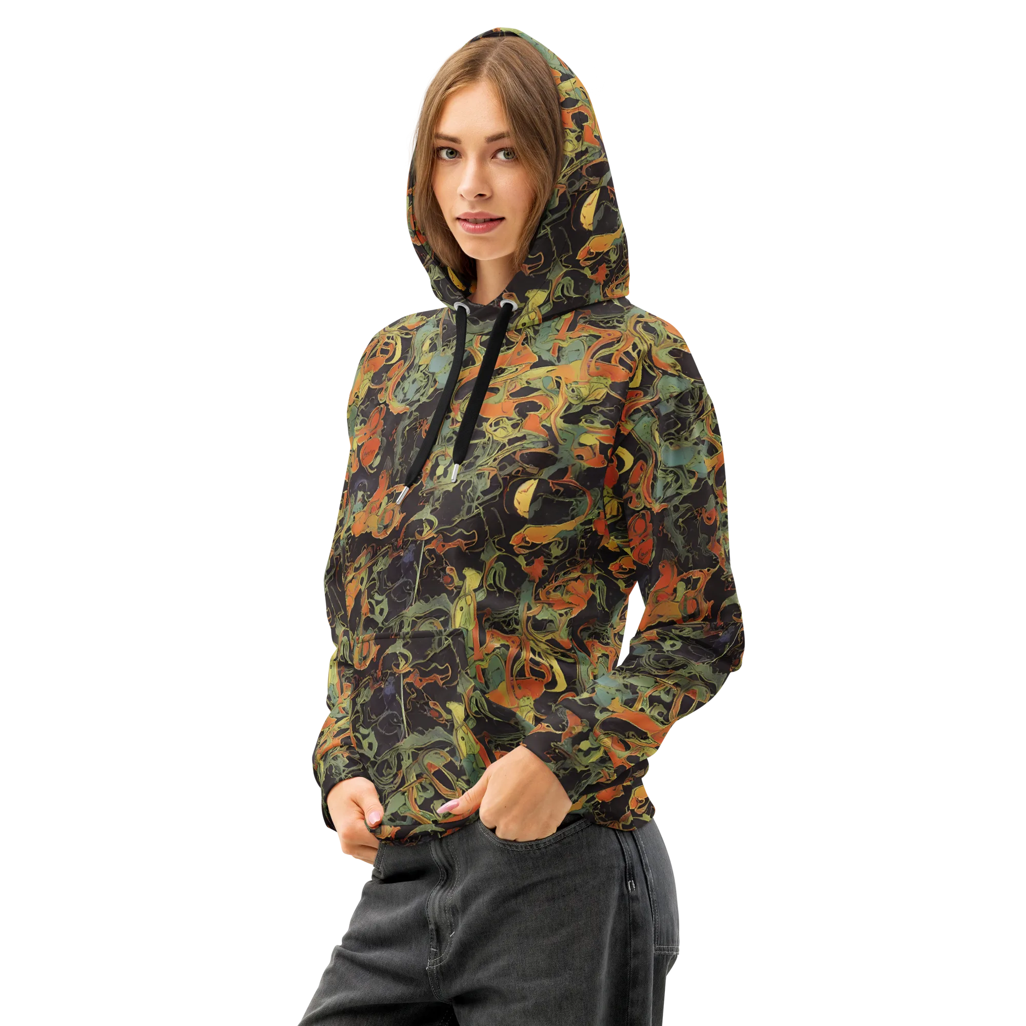 Ember Tangle on Cotton Hoodie — Left Front