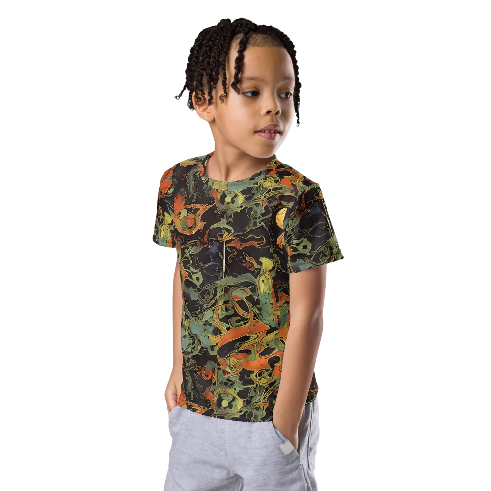 Ember Tangle on Kids Crew Neck T-Shirt — Left Front
