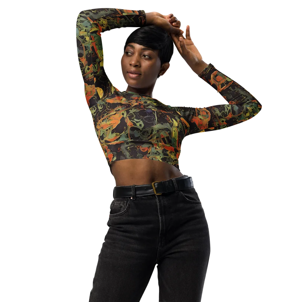 Ember Tangle on Long Sleeve Crop Top — Front